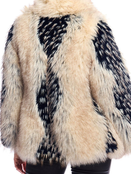 Shawl Collar Faux Fur Coat