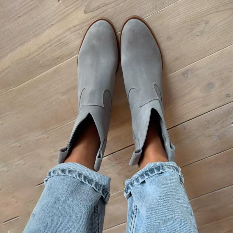 Suede Pointed-Toe Western Short Boots