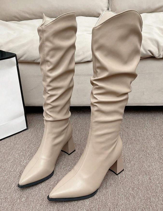 White Casual Stylish Knee High Boots