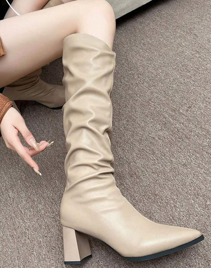 White Casual Stylish Knee High Boots