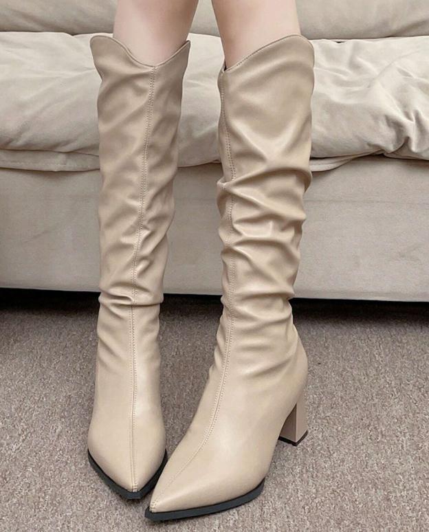 White Casual Stylish Knee High Boots