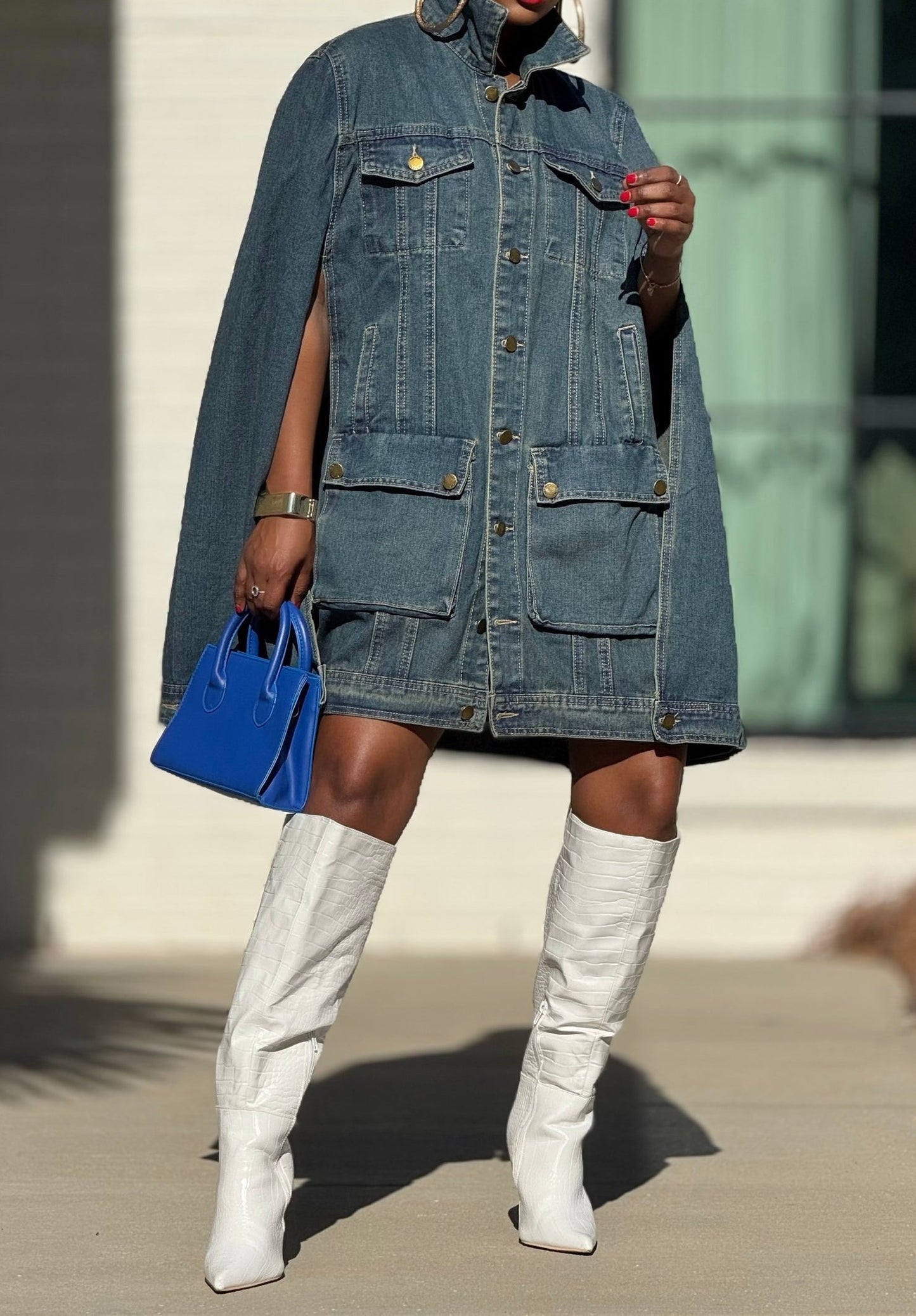 Chic Denim Cape Jacket