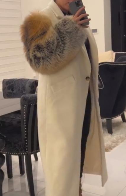 Sophisticated Two-Tone Fur Overcoat